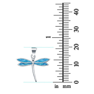 Dragonfly Design Lab Created Blue Opal Pendant 925 Sterling Silver